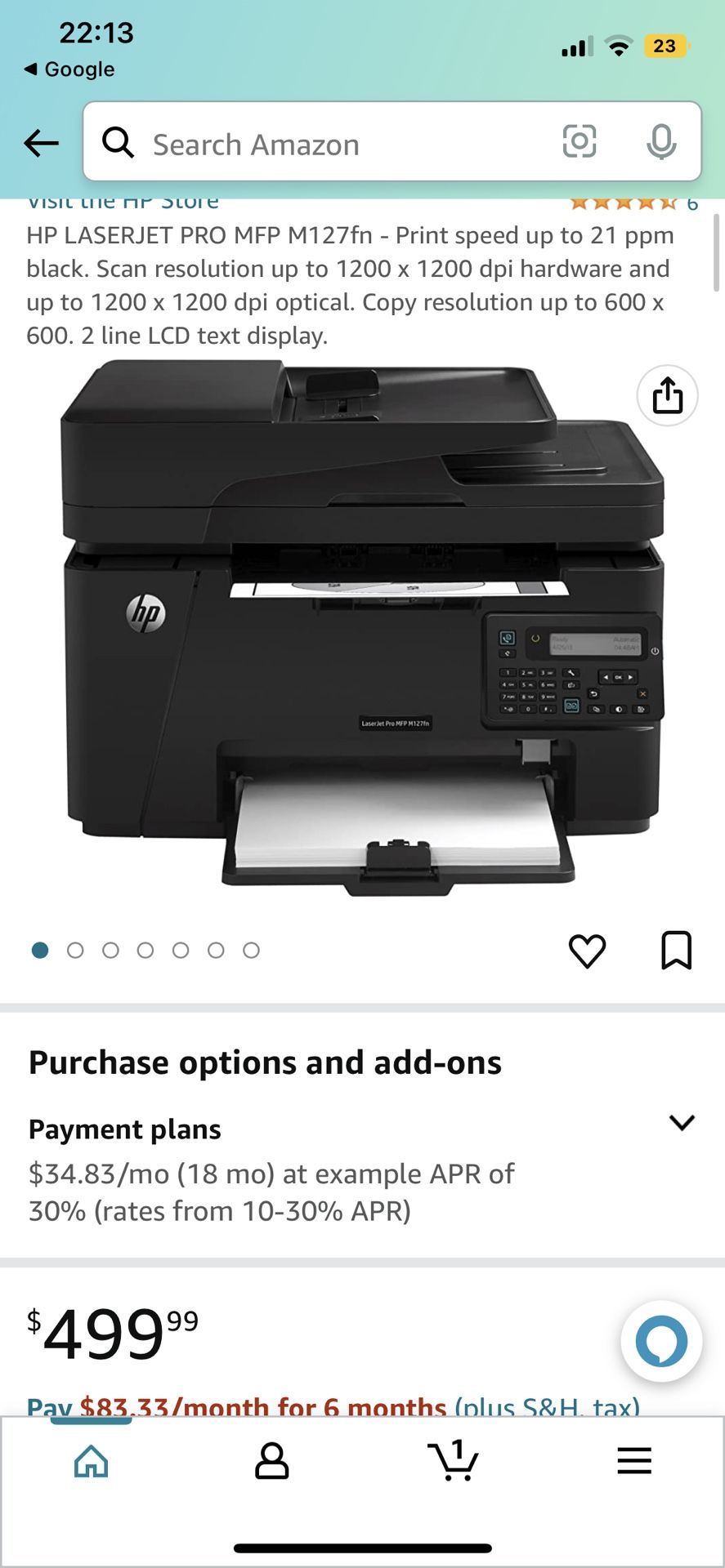 HP LASERJET PRO MFP M127fn - Print speed up to 21 ppm black. Scan resolution up to 1200 x 1200 dpi hardware and up to 1200 x 1200 dpi optical. Copy r