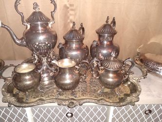 Antique Silver On Copper Tea Set