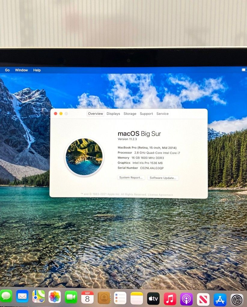 Apple MacBook Pro 2014 15” I7 16GB 500GB SSD OS Big SUR