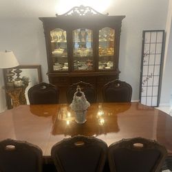 Dining Table w/ 8 Chairs + China Cabinet 