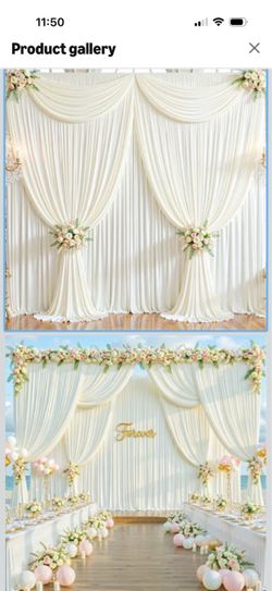 9 pcs Wrinkle Free Ivory Wedding Backdrop Curtains for Party Bridal Shower Reception Decorations Ivory Fabric Curtain Backdrops Drapes for Photography