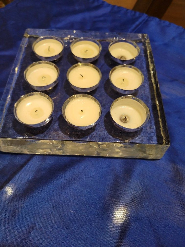 Heavy Glass Candle Holder (Clear )