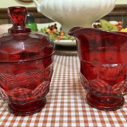 Vintage Viking Ruby Red Creamer & Sugar