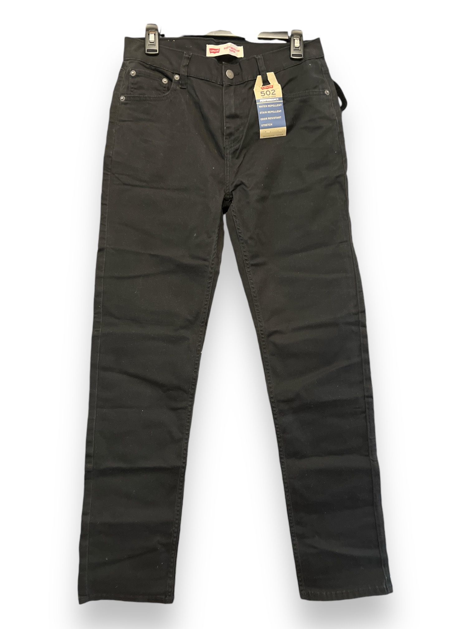 NWT) Levi’s 502 Jeans Regular Taper fit Sz 18 W29”x L31” W73.5cm Black Red Tab