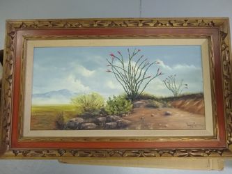 Desert Landscape Painting 24"x40" by Frances Eppler 1972