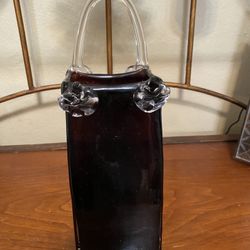 Vintage Glass Blown Purse Vase