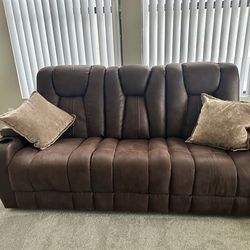Brown Manual Reclining Sofa