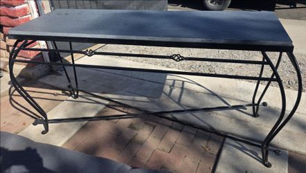 Black wrought iron entryway table