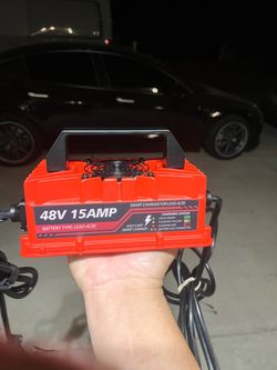 15 Amp 48 Volt Golf Cart Battery Charger for Club Car Precedent & DS - 3-Pin Round Plug, Smart Charger for Lead-Acid Batteries, IP67 Waterproof, Multi