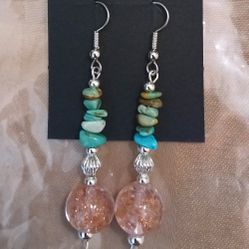 Turquoise With Glass Earings 