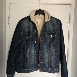 Men's Jacket Denim Large Sherpa 