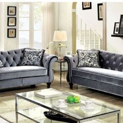 Brand New Super Plush Grey Sofa & Loveseat (Pillows Included)