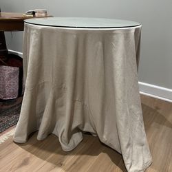 End table With Glass Top & Drape