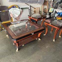 Midcentury Modern Glass Table And Side Tables