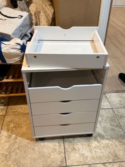 White Rolling Drawer Cabinet