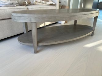 Bassett Furniture Oval Coffee Table – Gray Oak Finish