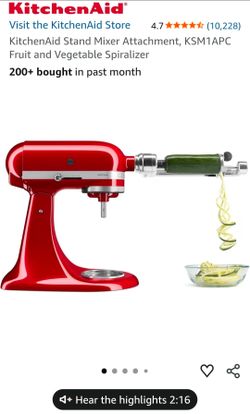 KitchenAid Stand Mixer Attachment, KSM1APC Fruit and Vegetable Spiralizer