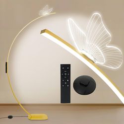 Modern Butterfly Arc Floor Lamp - Dimmable 2000 Lumens Arched Floor Lamp with Remote Control, 3 Color Modes & Foot Switch, Elegant Arc Floor Lamps for