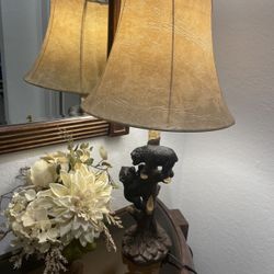 New. Set Of Two Bears Table Lamp 