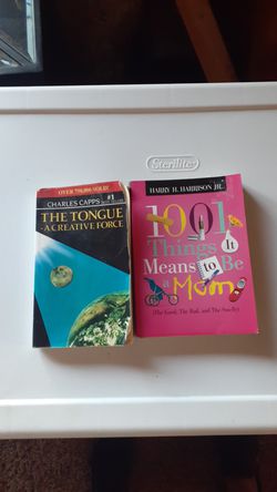2 paperback books $2 each The Tongue by Charles Capp 193 pgs & 1001 Things It Means To Be A Mom 302 pgs