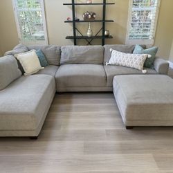 Grey Sectional Couch With Ottoman 
