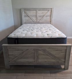 Queen Bed, used, in very good condition. 

Bed Frame With Sealy PressureSmart Mattress and box spring. 

$425