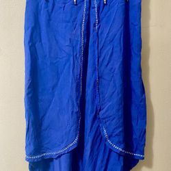 Thai Harem Pants Blue Embroidered Beaded Bells Hippie Boho Festival Women's S/M 