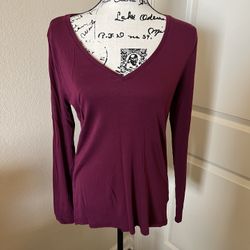 A New Day Women’s Long-sleeved, V-neck Top, Maroon, Large