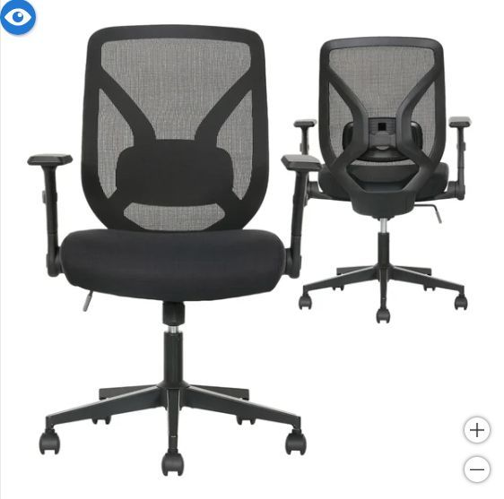 True Innovations Black Mesh Chair with Flip Back Arms