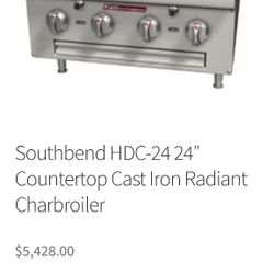 South Bend HDC 24 Charbroiler W/ Cart