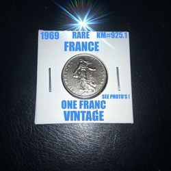1969 RARE VINTAGE FRANCE 1 FRANC WAKLING WOMAN KM# 925.1 AS SHOWN ! SEE PHOTO'S !