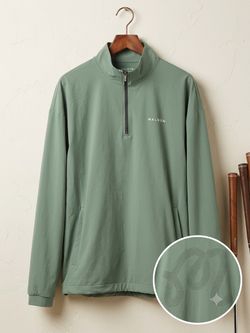 Malbon Performance Men's Green 1/4 Zip Mock Neck Pullover Long Sleeve XL