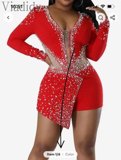 Women Sexy Rompers V-Neck Mesh Rhinestone Skinny 