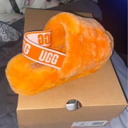 Orange UGG Fluffy Yeah Poppy Slides (Size 8)