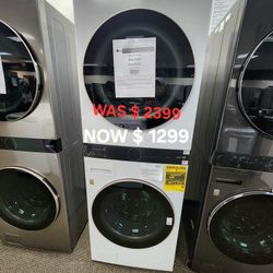 Washtower Stacked Smart Laundry Center 4.5 Cu Ft  Front Load Washer  7.4 CU Ft Electric Dryer 