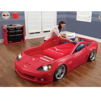 Step2 Corvette Toddler-to-Twin Bed with Lights™, Dresser & Toy Storage Bins Room Organizer