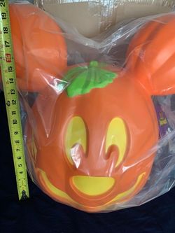 Large Plastic Halloween Pumpkin Trick-or-Treat theme Mickey and Minnie Mouse