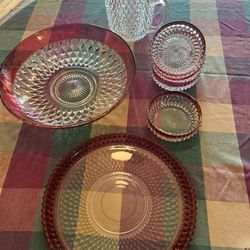 Vintage Indiana Glass Ruby Diamond Pieces