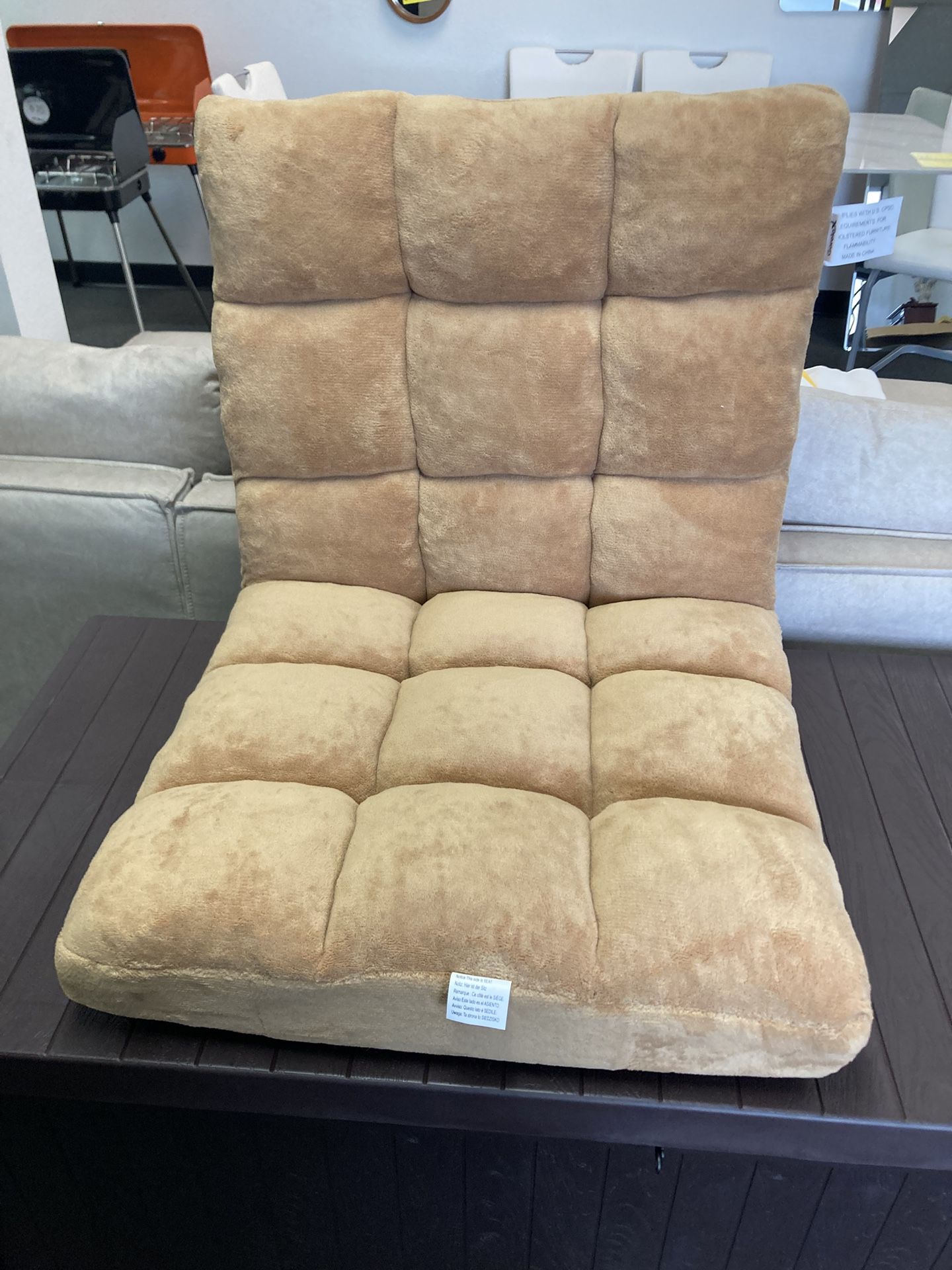 New - Floor Sofa, Folding Gaming Sofa Chair, Comfy Cushions & Study Steel Frame, Angle Adjustable Sleeper Bed, Couch Recliner (Tan