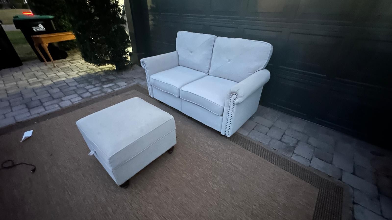 Small Couch Beige and Ottoman/Storage