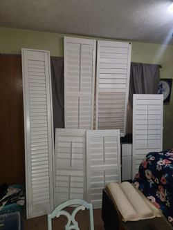Coastal White Faux wood Shutters blinds interior cordless lot set of 6 NEW IKEA plantation style