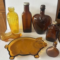 Vintage Collectable Amber Glass