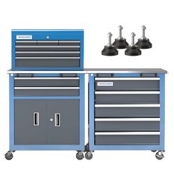 LARBANKE 5-Drawer&8-Drawer Tool Chest combination,with Universal Brake Wheels and Padded Feet,Tool Cabinet with Stainless Tabletop,Rolling Tool Chest 