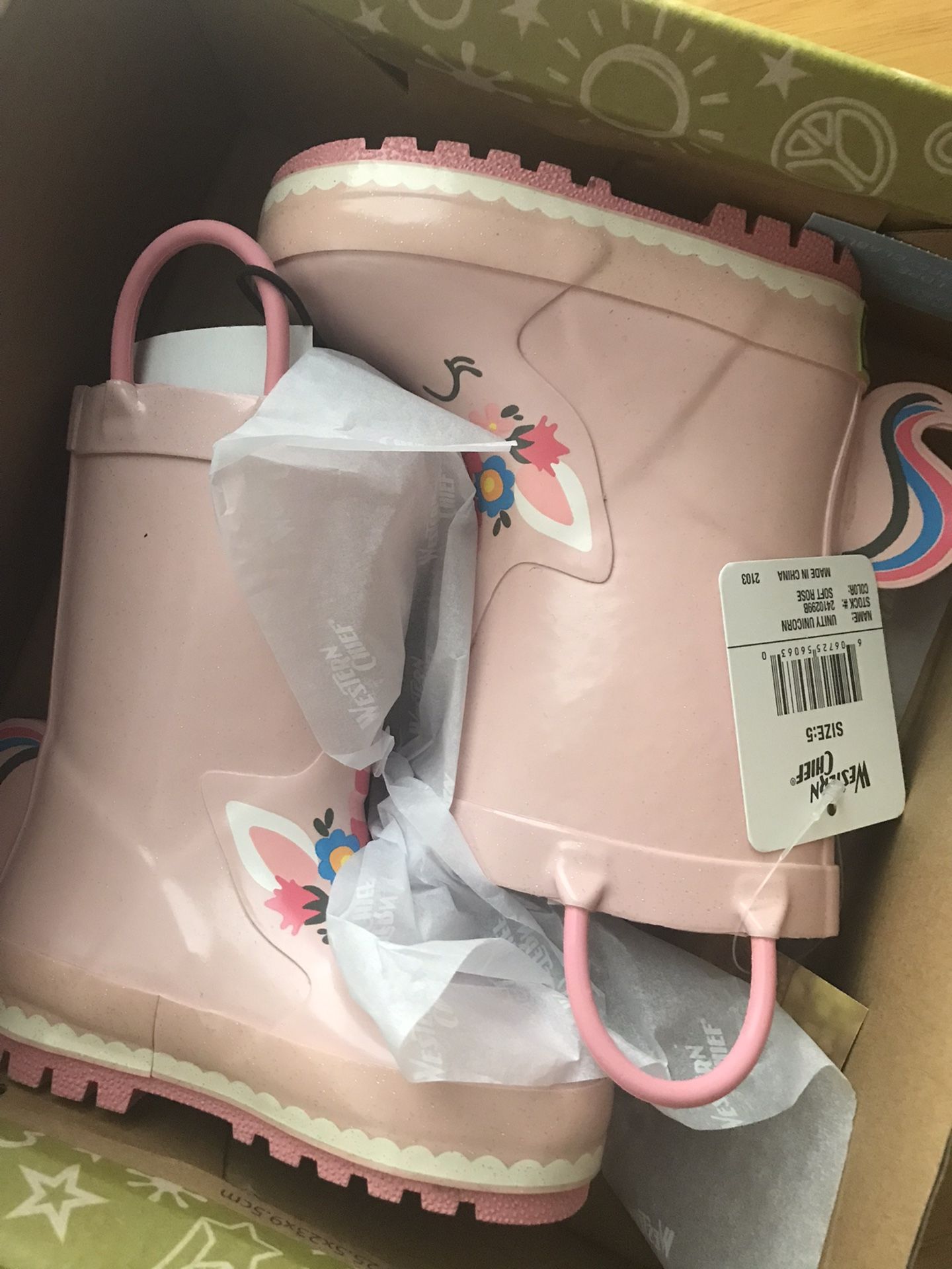 Western chief Unicorn rain boots NEW Size 5