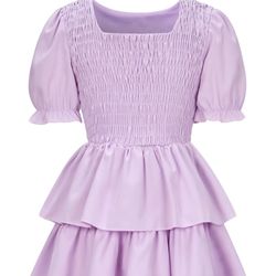 Girl Purple Dress Kid (Size 7Y)