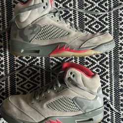 Jordan 5 p51 camo and red colorway