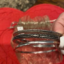 Bangles Bracelet Three Bangles Sliver Chicos Jewelry 