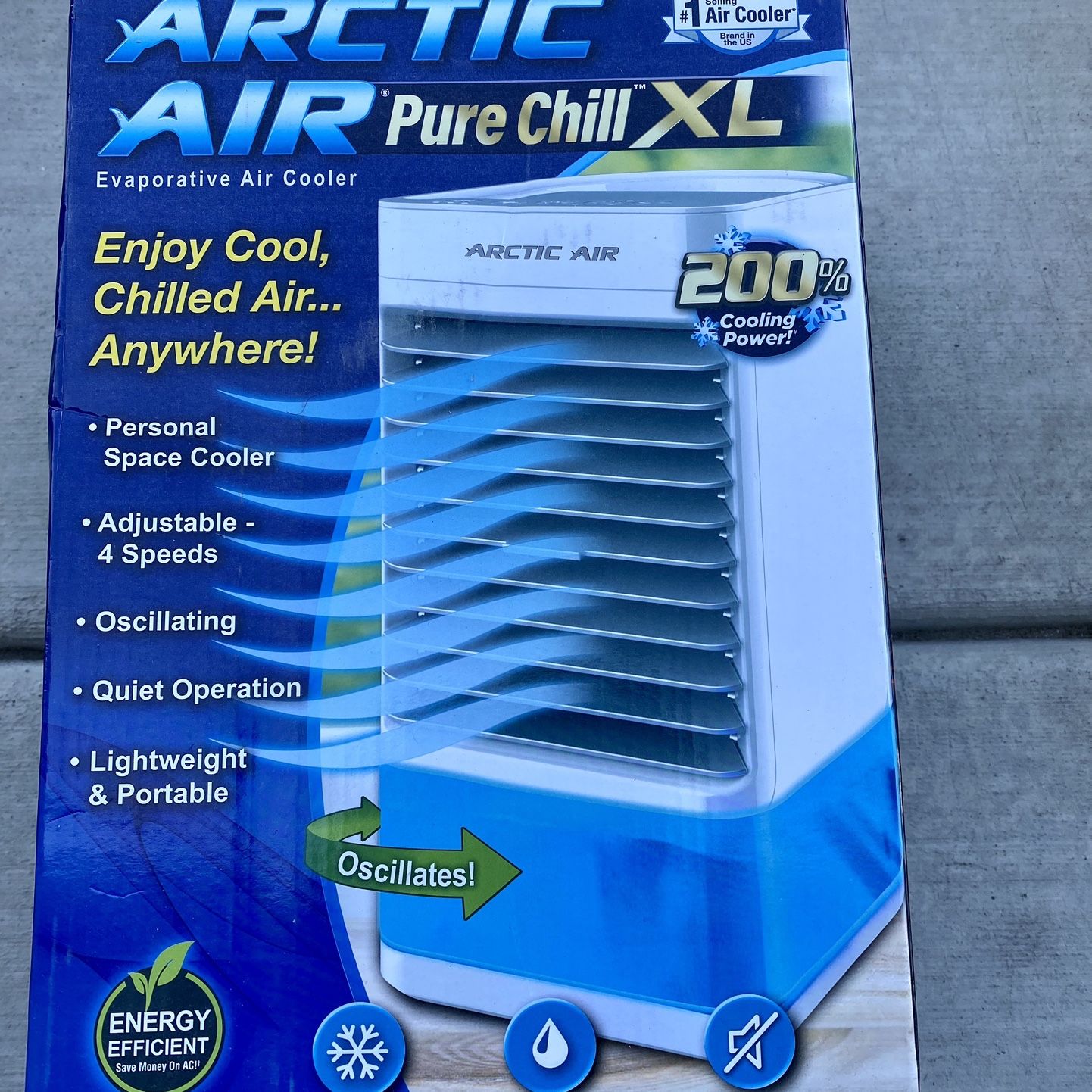 Arctic Air Pure Chill XL Evaporative Air Cooler - Powerful 4-Speed, Quiet,  Lightweight Oscillating Portable Cooling Tower - Hydro-Chill Technology For