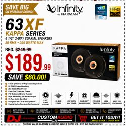 Infinity Kappa Series 63XF Car Speakers 1-Set 6 1/2" 2-Way Coaxial Speaker System 255 Watts 🚨 Payment Options Available 🚨 No Credit Needed 🚨