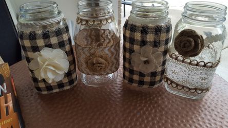 Burlap jar decor, each